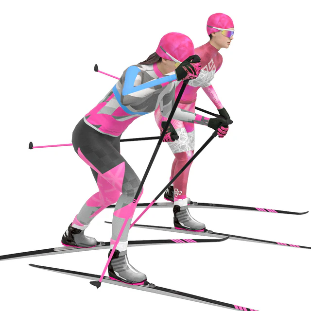 Female skier. Skate skiing — Descargar