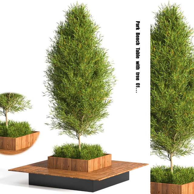 Park Bench Table with tree 01 — Descargar