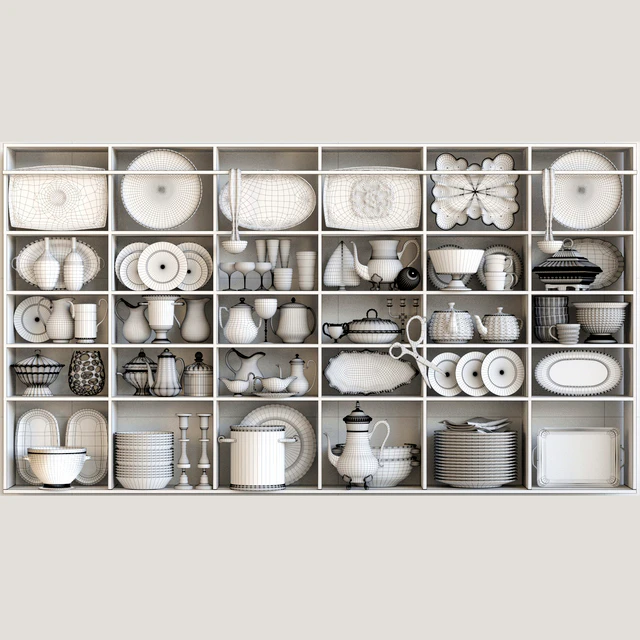 Wardrobe in a classic service. Tableware — Descargar