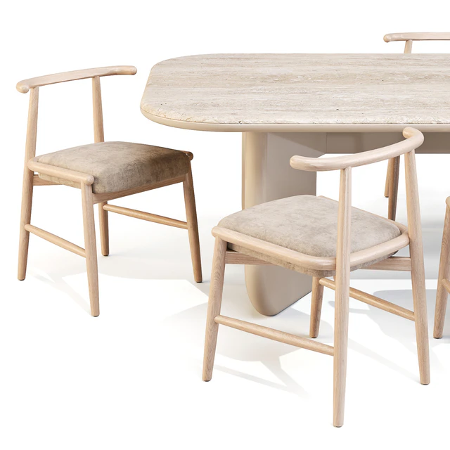 Dining Set: Meridiani (Italo Table and Emilia Chairs) — Скачать