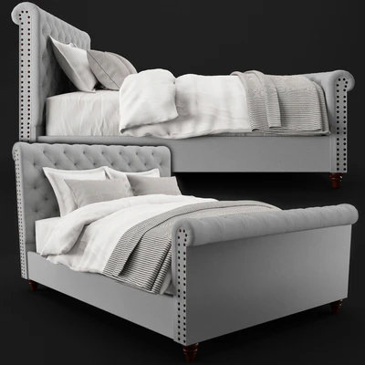 Chesterfield Tufted Upholstered Bed With Footboard — Вид 1