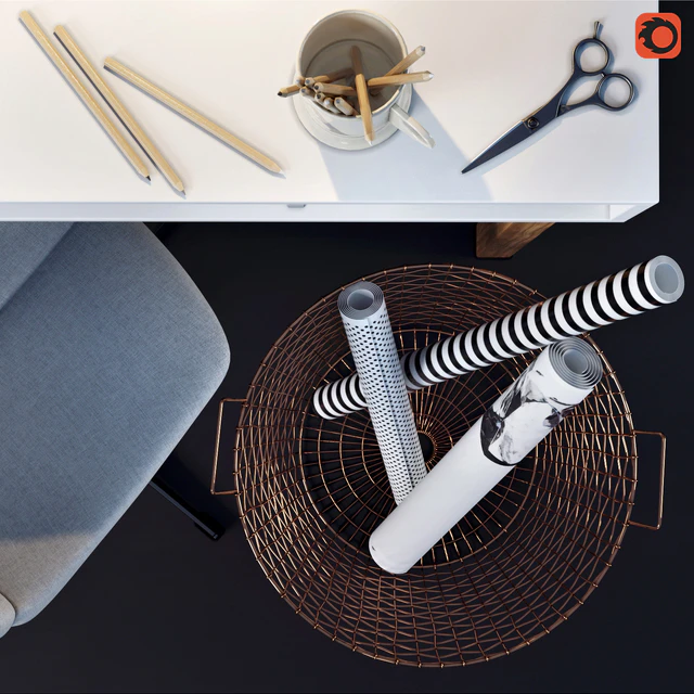 Desk and chair with La Redoute decor — Descargar
