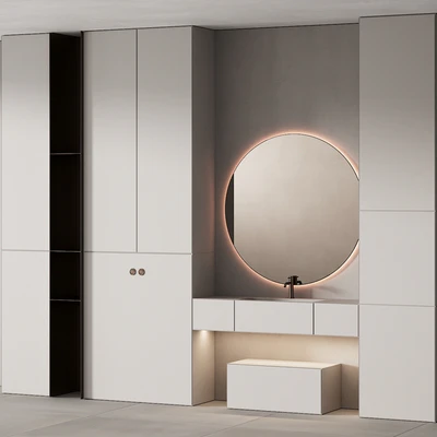 249 bathroom furniture 07 minimal modern round mirror — Вид 4