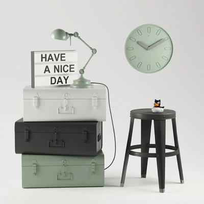 Decorative set of chests-metal suitcases — Ver 1