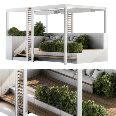 Roof Garden and Landscape Furniture with Pergola 07 — Вид 2