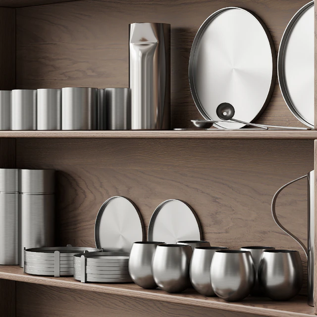 059 Kitchen decor set DISHES aluminum 01 — Descargar
