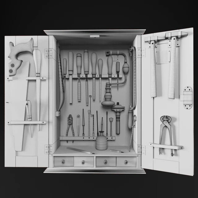 Cabinet with carpenter tools/Шкаф с инструментами плотника — Скачать