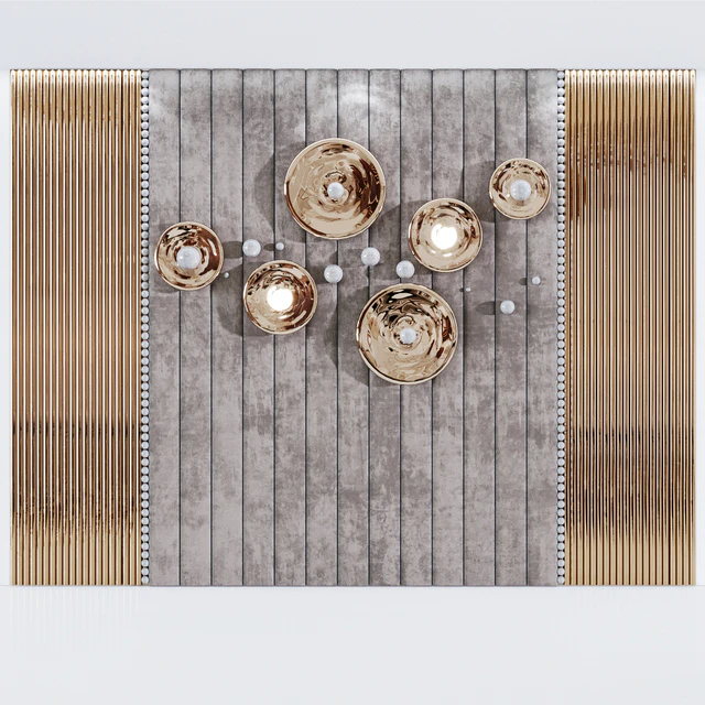 Headboard made of soft beige panels and 3d decor — Descargar