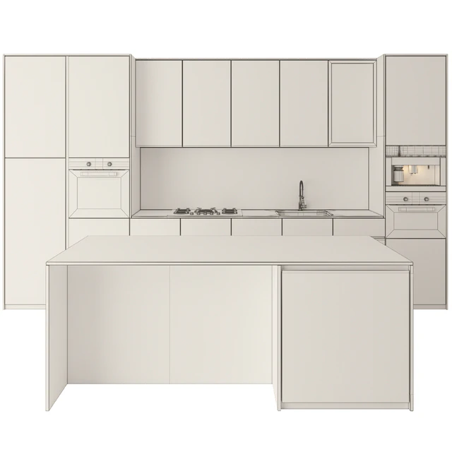 Kitchen Modern 05 Black & Wood — Descargar