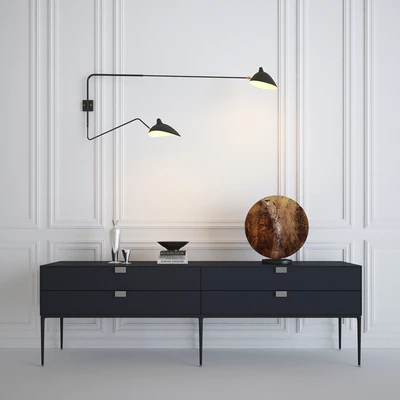 Serge Mouille Rotating Sconce Two Arms & Console — Вид 1