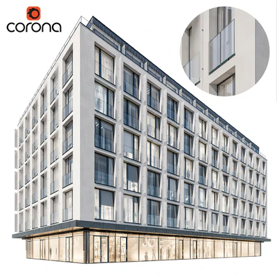 Modern residential building 05 | night — Ver 1