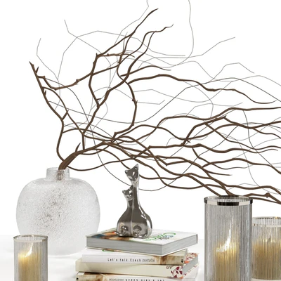 Decorative set with candles and branches in a vase — Ver 5