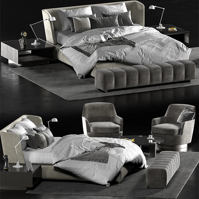 Minotti creed bed, Minotti Jacques chair — Descargar