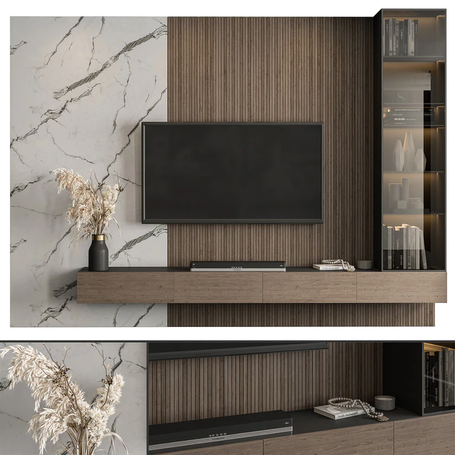 TV Wall Marble Wall and Wood - Set 41 — Descargar