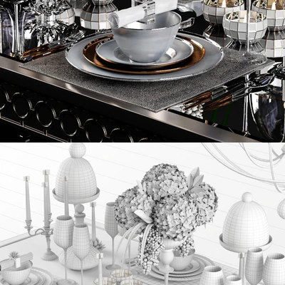 Sophie Mirrored Dining Table set — Ver 2