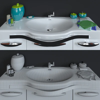 I washbasin with mirror + decorative set — Ver 2