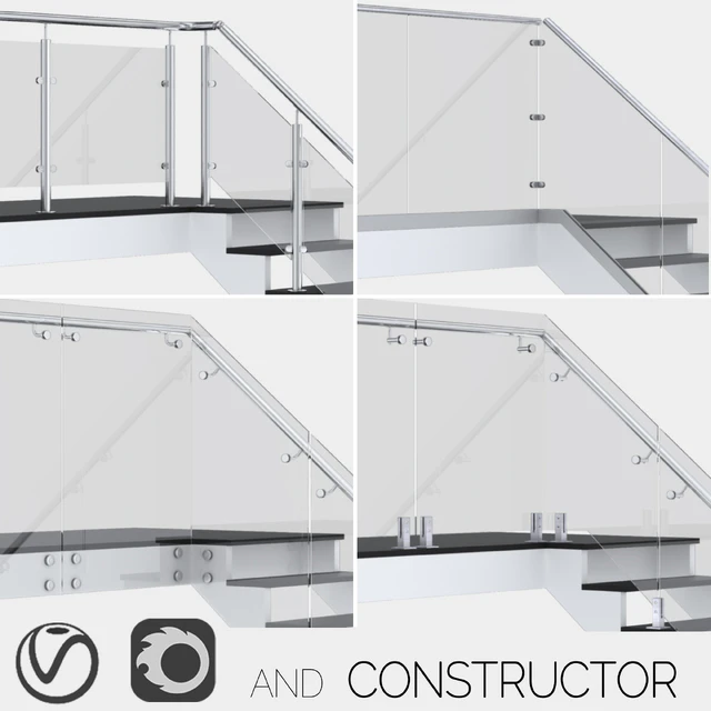 Glass fencing with handrail 4 options — Descargar