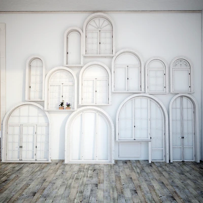 Set classical arched windows with decor — Ver 1