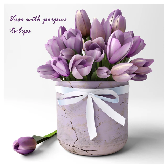 Vase with perpur tulips — Скачать