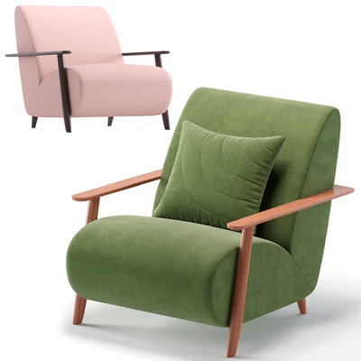 Armchair Marthan Beige Velvet By Barcelona Design 8 Colors Version/Кресло Marthan бежевое вельветовое — Вид 5