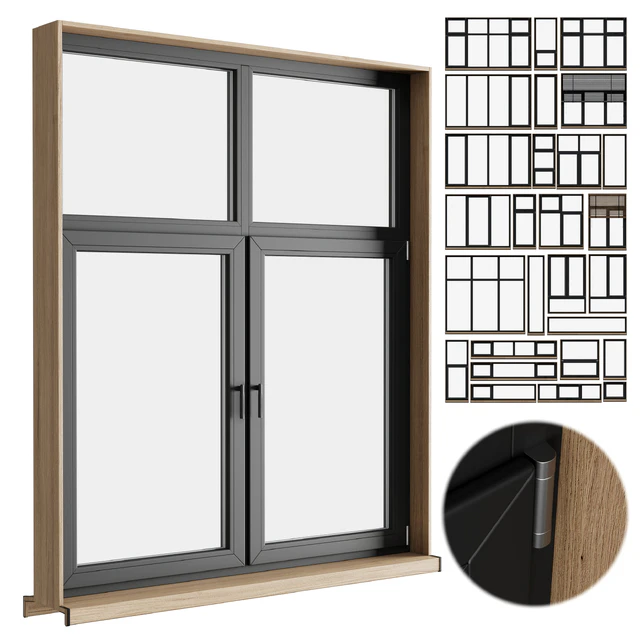 modern windows with Metal Blinds and wooden — Скачать