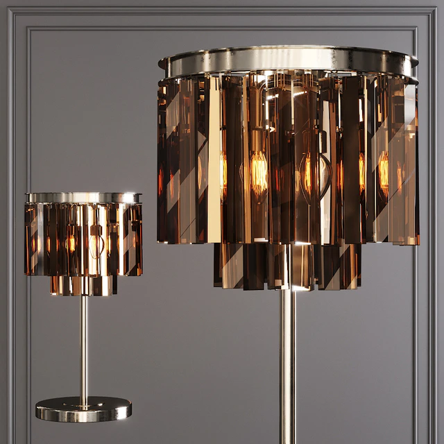 Restoration Hardware 1920S ODEON SMOKE GLASS TABLE LAMP 2-TIER Nickel — Descargar