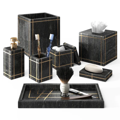 Bath Accessories Set - Palais Marble by Kassatex — Ver 1