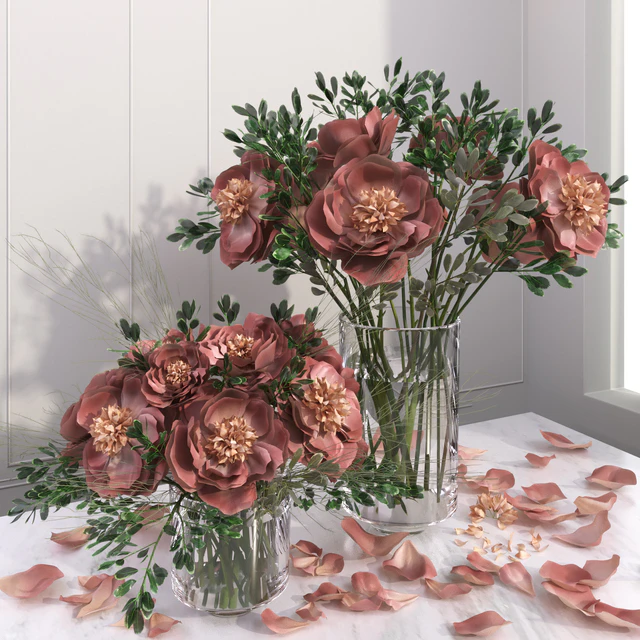 Red Pink Peony Flower Vase — Descargar