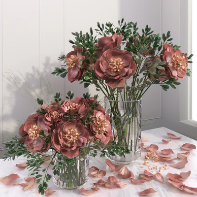 Red Pink Peony Flower Vase — Ver 1