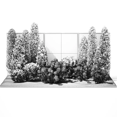Collection of plants garden with bushes and trees for landscape design with thuja, cypress, flowering Hydrangea white. Set 1378. — Ver 6
