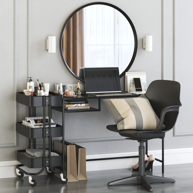 IKEA VITTSJO dressing table with ODGER chair and RASKOG cart — Descargar