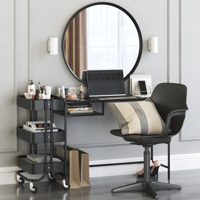 IKEA VITTSJO dressing table with ODGER chair and RASKOG cart — Ver 1