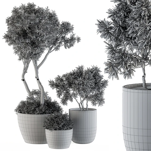 Outdoor Plants Tree in pot - Set 90 — Скачать