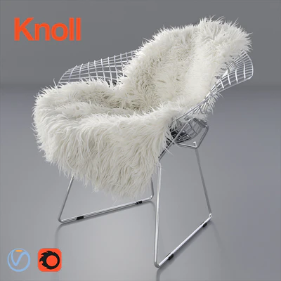 Sheepskin on Bertoia Diamond chair by Knoll — Вид 1