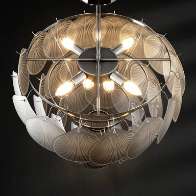 Chandelier pendant Glass Shells Suspension Chandelier Loft-Concept — Ver 5