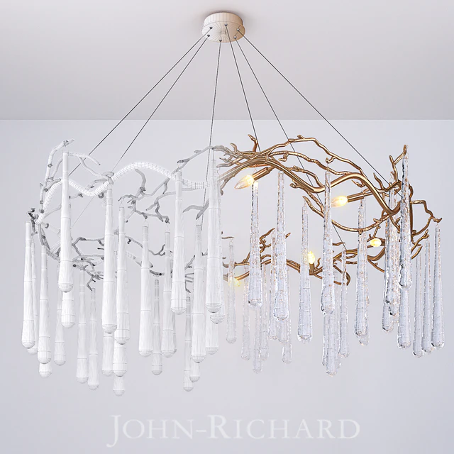 John Richard Brass and Glass Teardrop Eight-Light Chandelier — Скачать