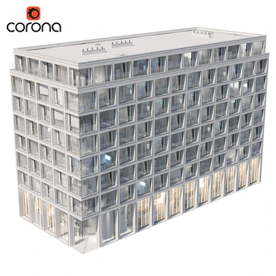 Modern residential building 06 | night + interiors — Ver 3
