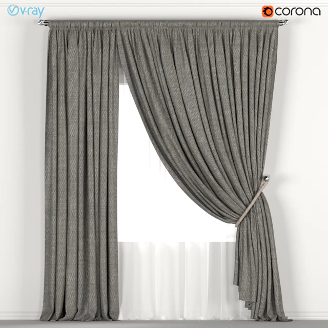 Dark curtains with a garter on the rope and tulle. — Descargar