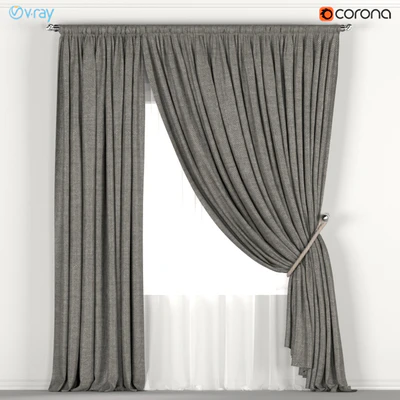Dark curtains with a garter on the rope and tulle. — Ver 1