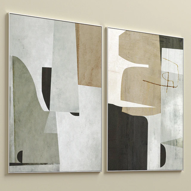 Large Mid-Century Abstract Neutral Wall Art C-410 — Скачать