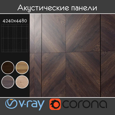 Acoustic decorative panels 4 types, set 114 — Ver 1