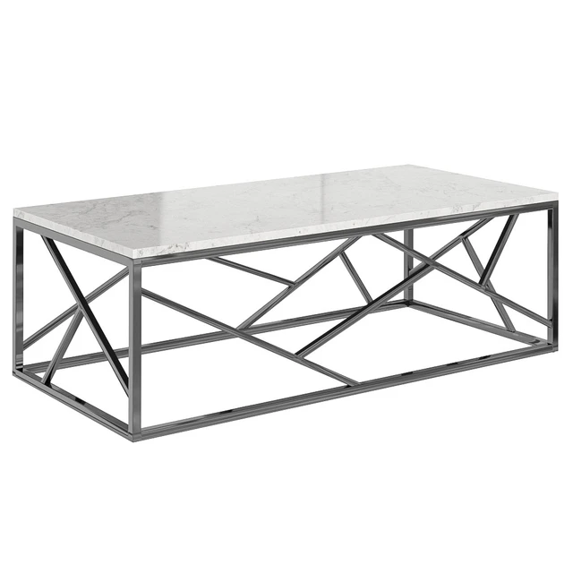 Кофейный стол Serene Furnishing Chrome Marble Top coffee table, Gold Clear Glass — Скачать