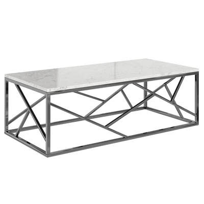 Кофейный стол Serene Furnishing Chrome Marble Top coffee table, Gold Clear Glass — Вид 1