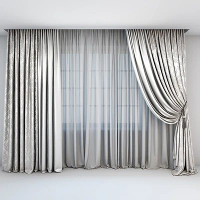 Curtains and tulle in the floor straight and with a pick-brush in a classic style — Ver 1