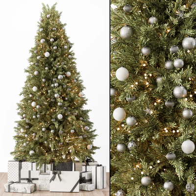 Christmas Decoration 36 - Christmas Silver and Green Tree with Gift — Ver 1
