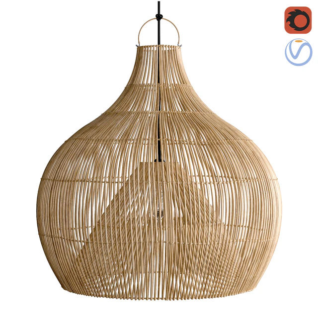 Fishtrap dome bamboo wicker natural lamp — Скачать