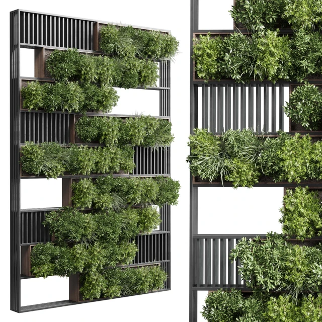 plants set partition in wooden frame - Vertical graden wall decor box 35 — Скачать
