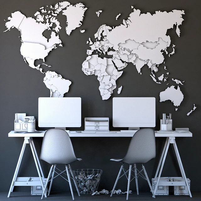 Office set with a map — Descargar