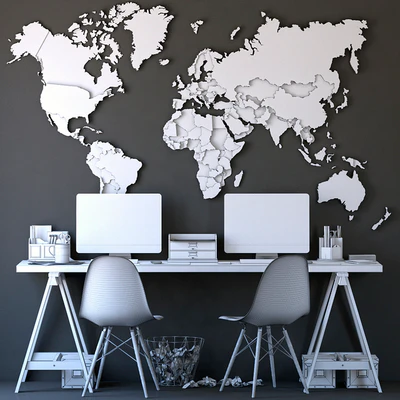 Office set with a map — Ver 4