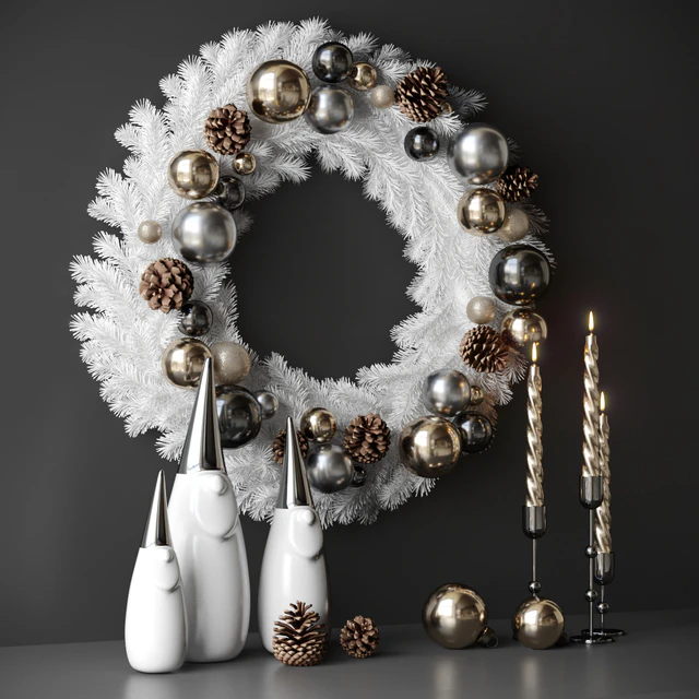 Christmas decor with candles and wreath — Descargar